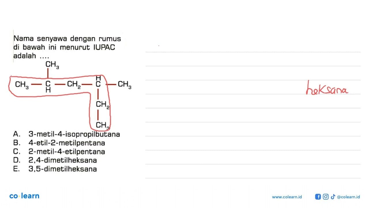 Nama senyawa dengan rumus di bawah ini menurut IUPAC adalah