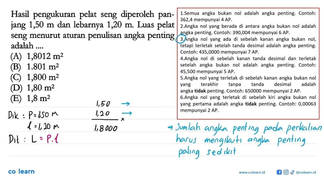 Hasil pengukuran pelat seng diperoleh pan- jang 1,50 m dan