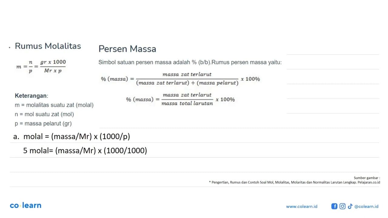 Terdapat larutan gula tetrosa (Mr gula tetrosa = 120)