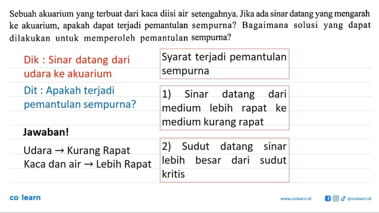 Sebuah akuarium yang terbuat dari kaca diisi air