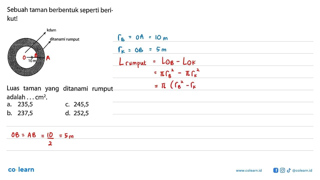 Sebuah taman berbentuk seperti berikut! kdam ditanami