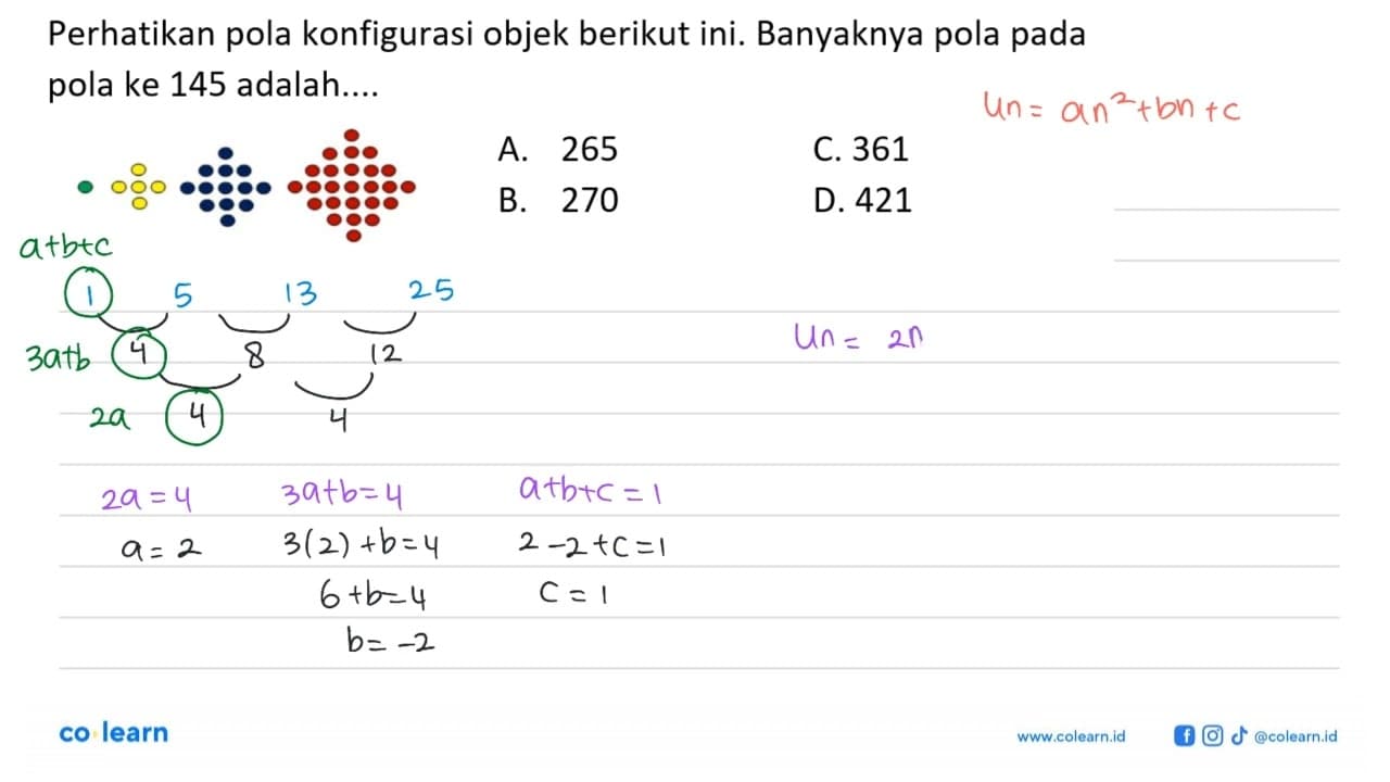 Perhatikan pola konfigurasi objek berikut ini. Banyaknya