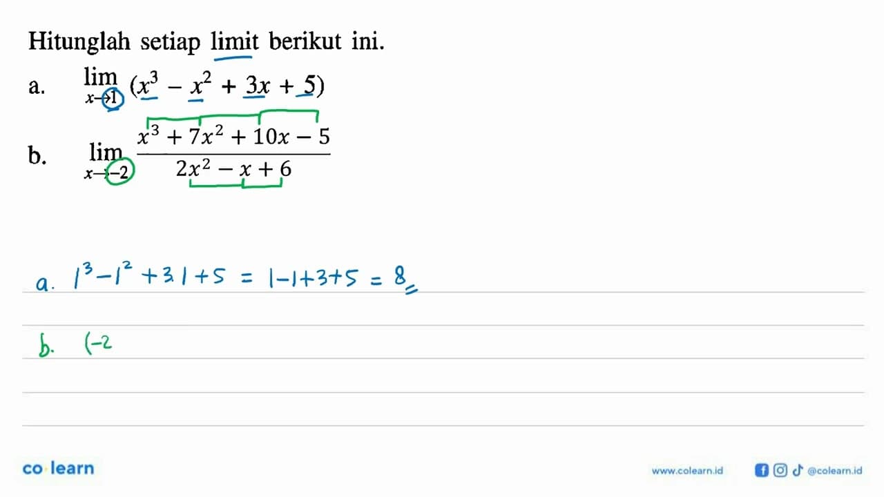 Hitunglah setiap limit berikut ini.a. lim x->1