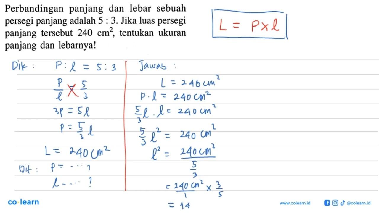 Perbandingan panjang dan lebar sebuah persegi panjang