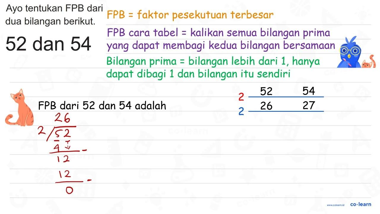 Ayo tentukan FPB dar 52 dan 54