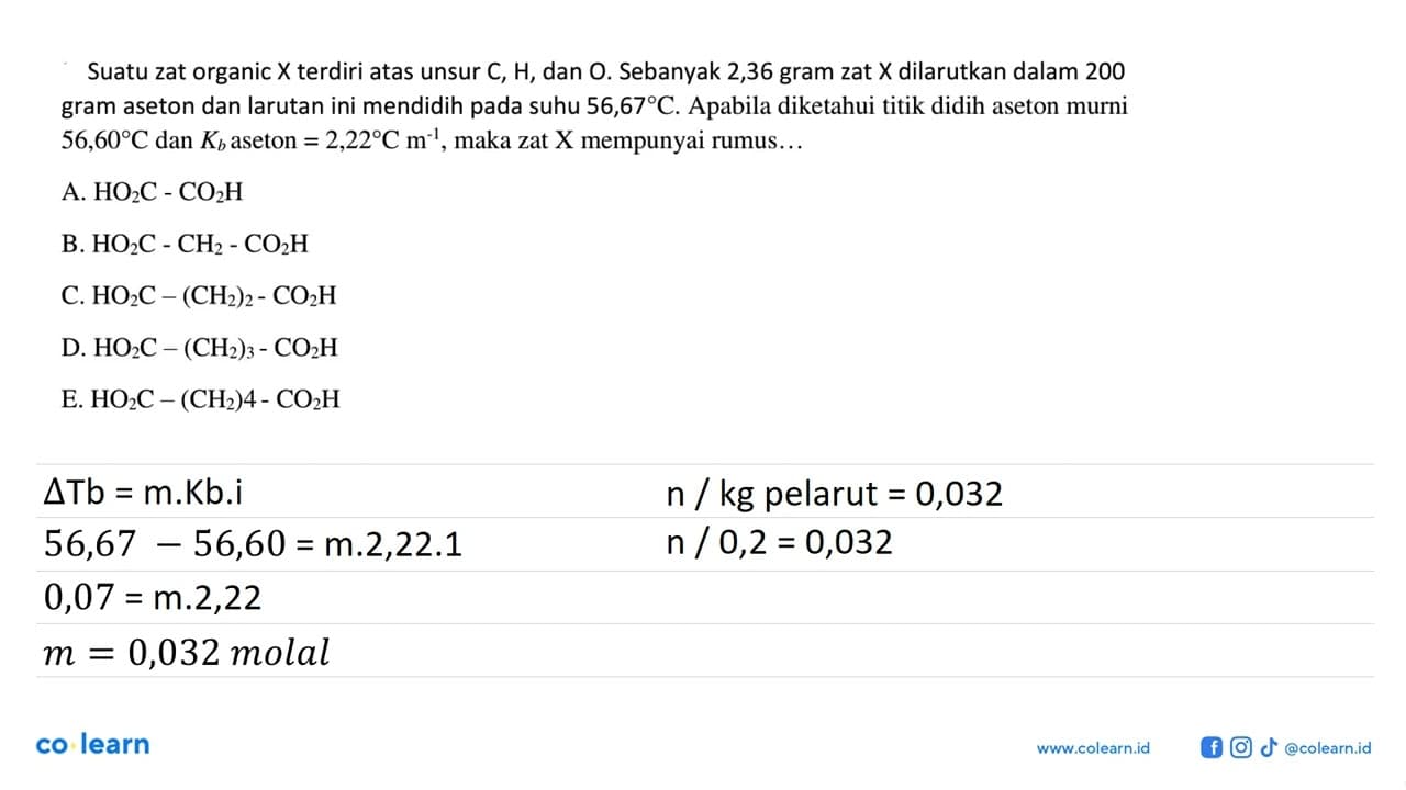 Suatu zat organic X terdiri atas unsur C, H, dan O.