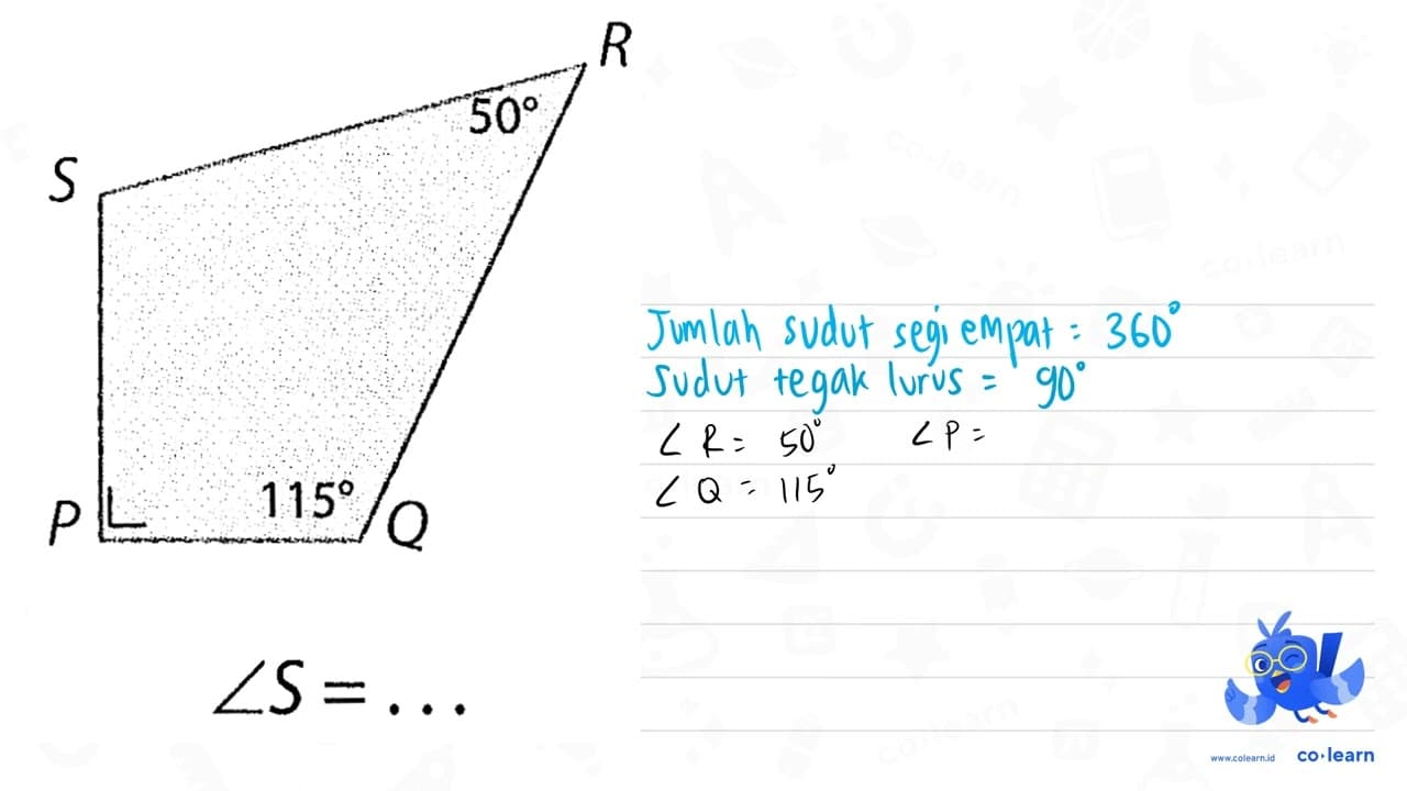 S R 50 P 115 Q sudut S = ...