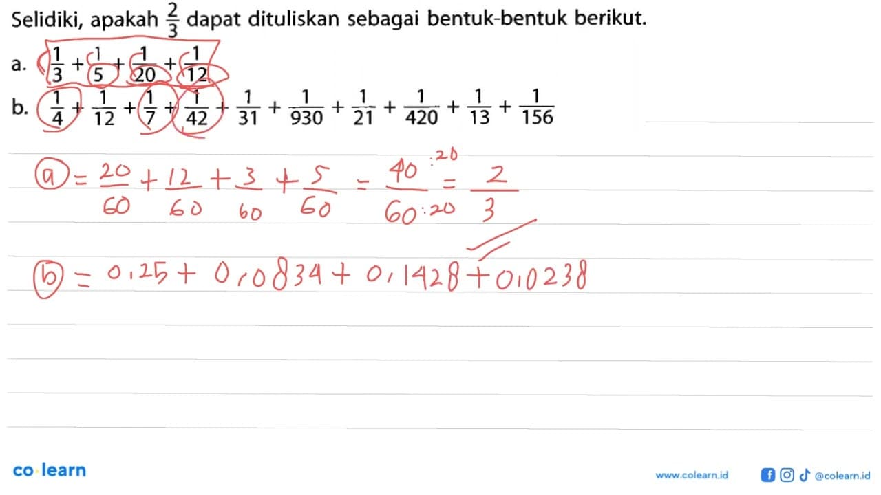 Selidiki, apakah 2/3 dapat dituliskan sebagai bentuk-bentuk