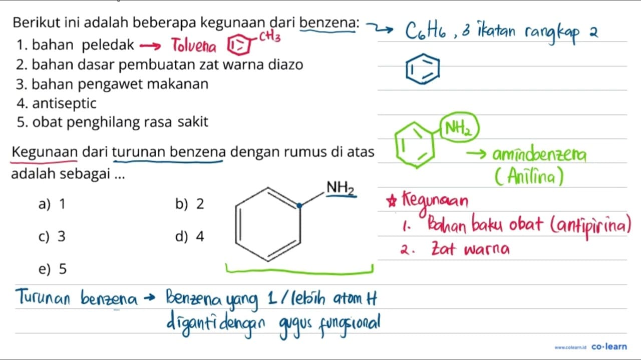 Berikut ini adalah beberapa kegunaan dari benzena: 1. bahan