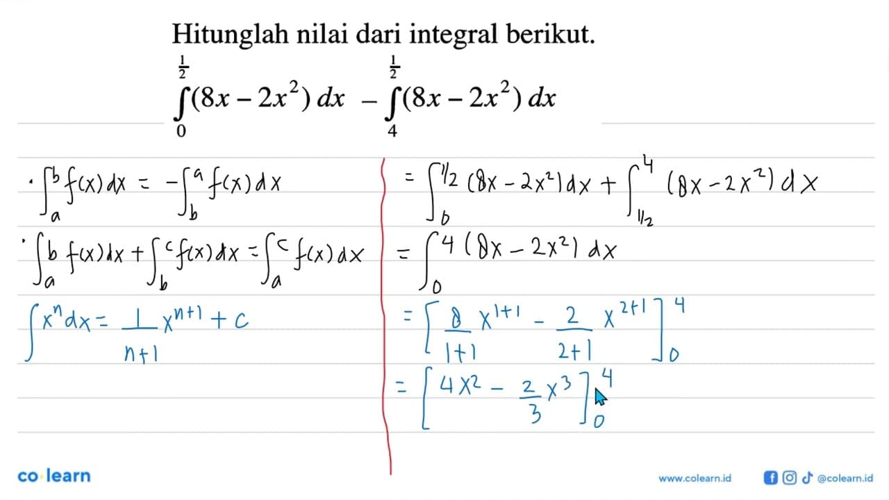 Hitunglah nilai dari integral berikut.integral 0 1/2