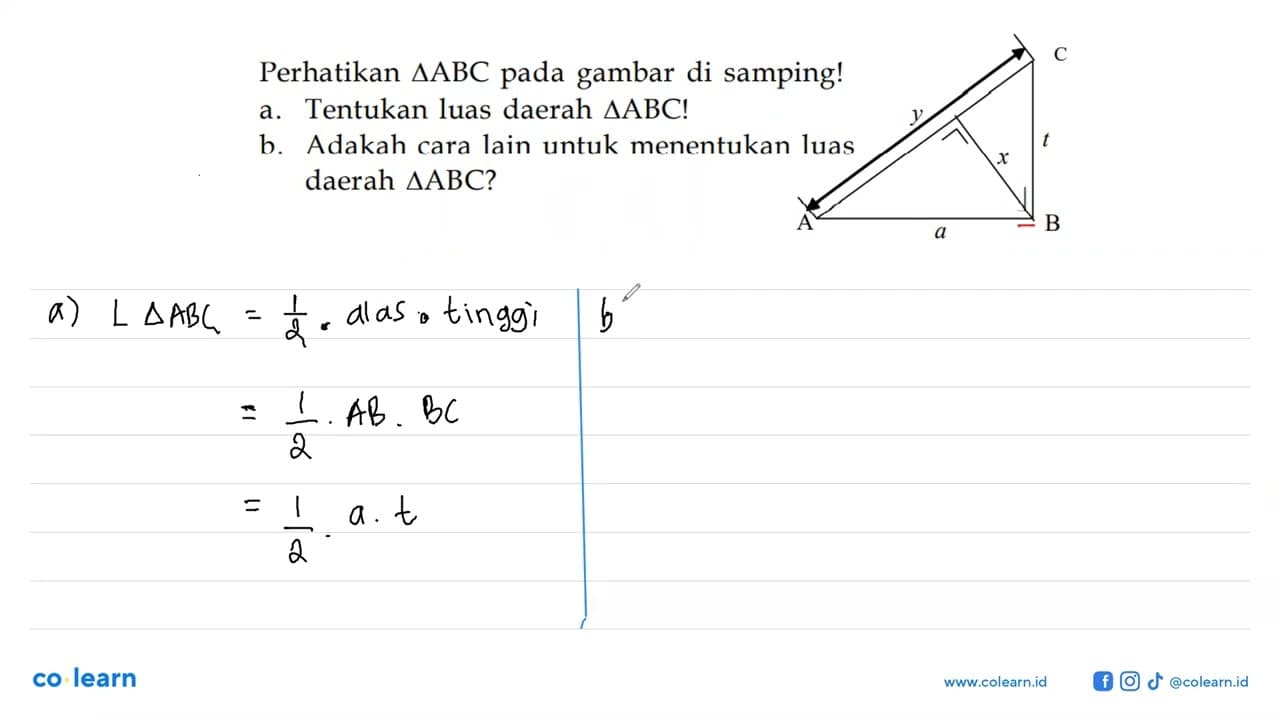 Perhatikan segitiga ABC pada gambar di samping! a. Tentukan