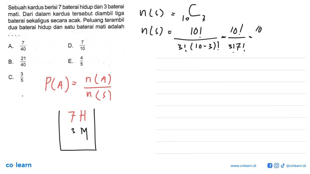 Sebuah kardus berisi 7 baterai hidup dan 3 baterai mati.