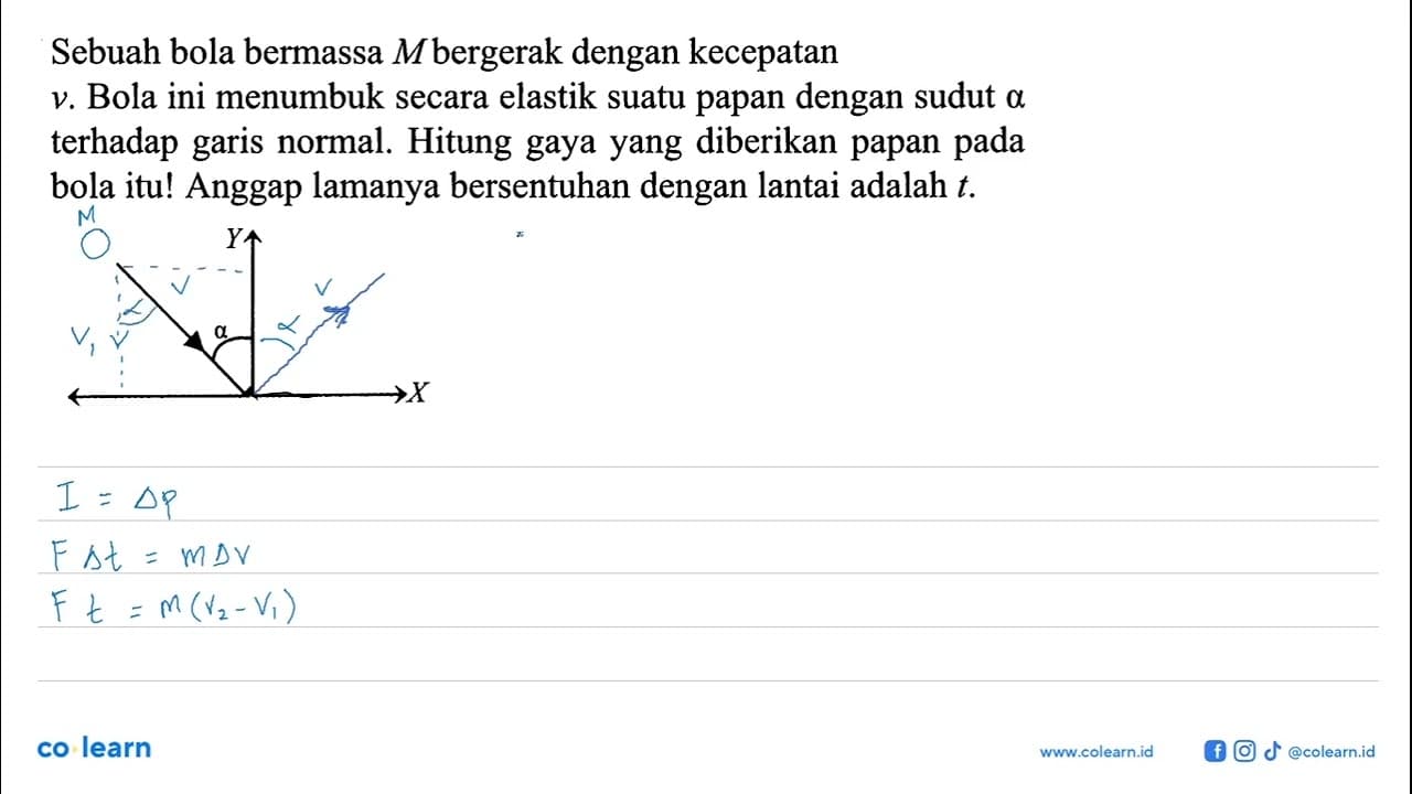 Sebuah bola bermassa M bergerak dengan kecepatan v . Bola