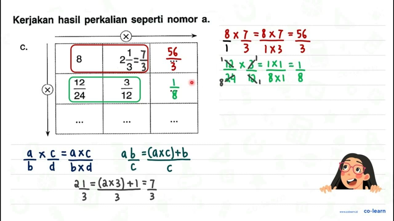 Kerjakan hasil perkalian seperti nomor a. C. 8 2 (1)/(3) ..