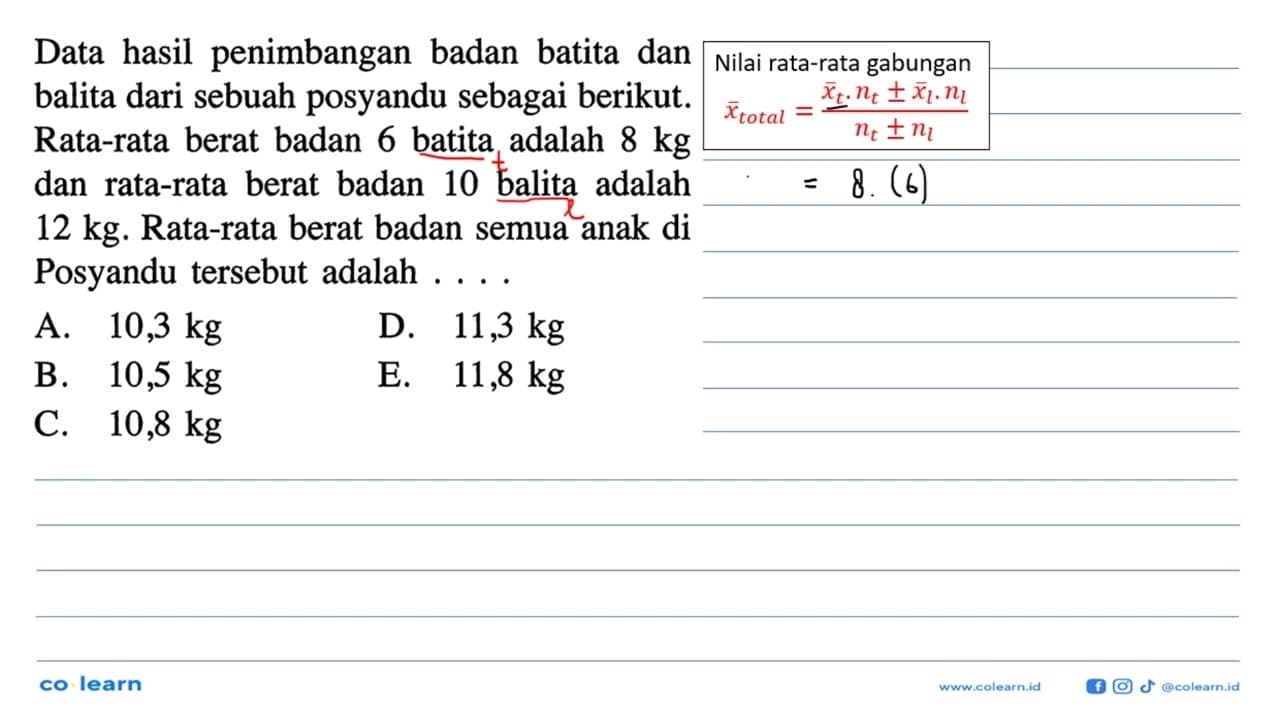 hasil penimbangan Data badan batita dan balita dari sebuah