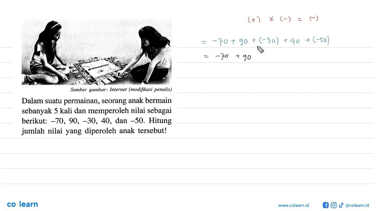 Dalam suatu permainan, seorang anak bermain sebanyak 5 kali