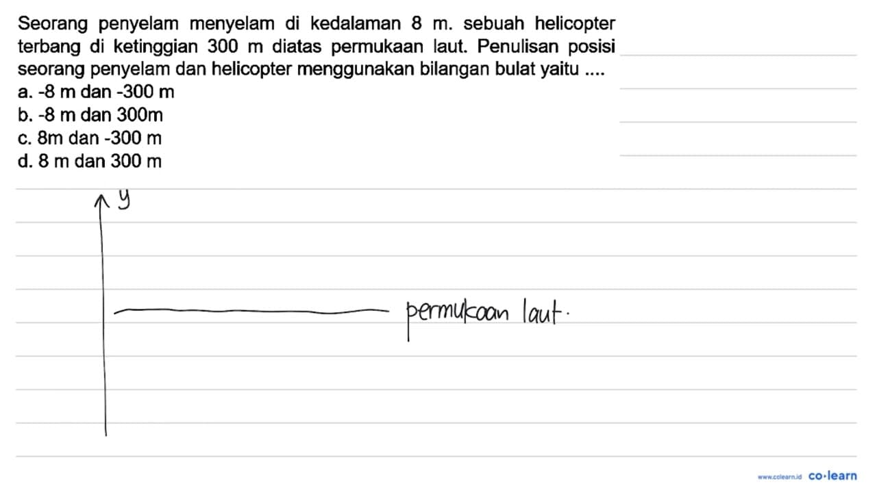 Seorang penyelam menyelam di kedalaman 8 m . sebuah