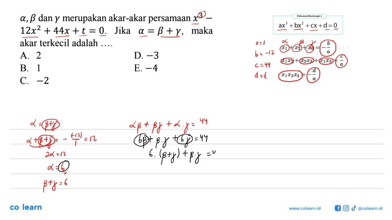 alpha, beta, dan gamma merupakan akar-akar persamaan x^3