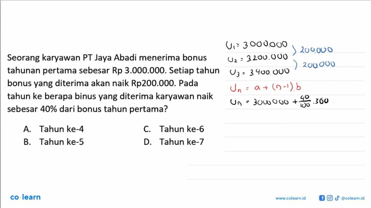 Seorang karyawan PT Jaya Abadi menerima bonus tahunan