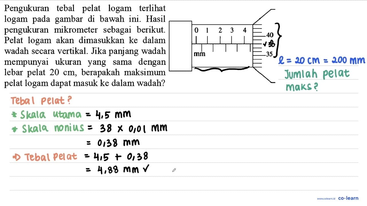 Pengukuran tebal pelat logam terlihat logam pada gambar di