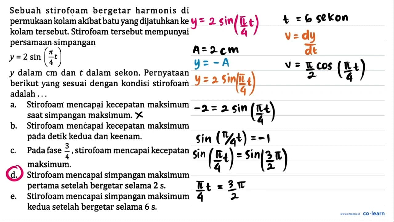 Sebuah stirofoam bergetar harmonis di permukaan kolam