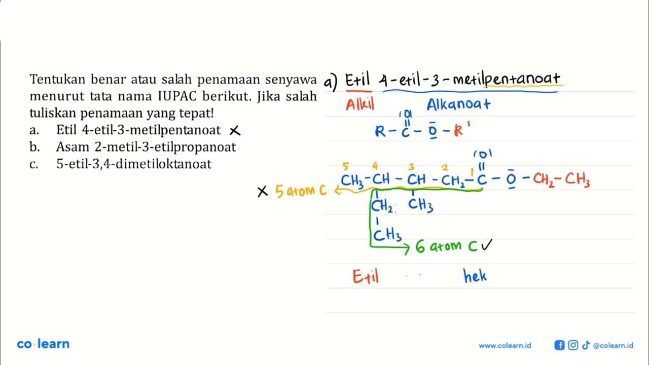 Tentukan benar atau salah penamaan senyawa menurut tata