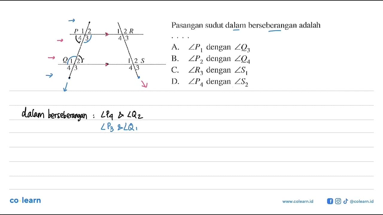 P 1 2 1 2 R4 3 4 3Q 1 2 1 2 S4 3 4 3Pasangan sudut dalam