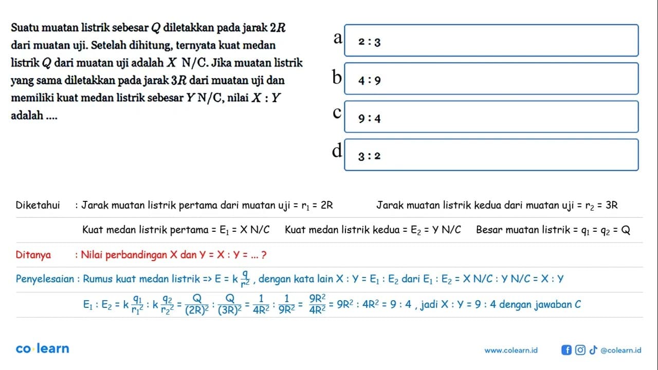 Suatu muatan listrik sebesar Q diletakkan pada jarak 2R