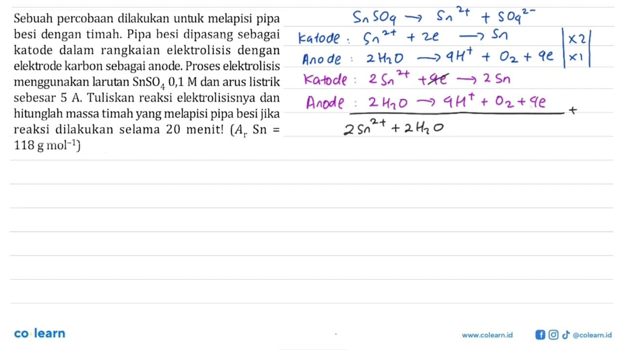 Sebuah percobaan dilakukan untuk melapisi pipa besi dengan