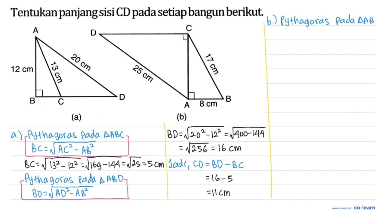 Tentukan panjang sisi CD pada setiap bangun berikut. (a) A