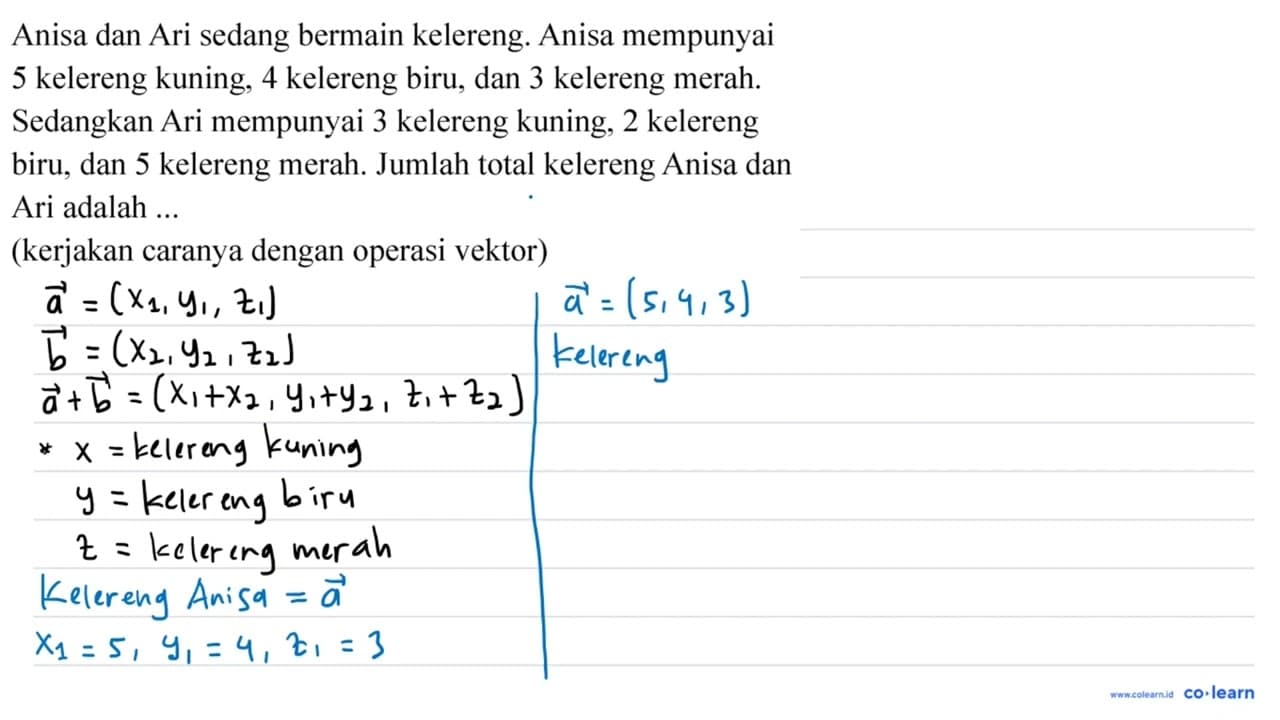 Anisa dan Ari sedang bermain kelereng. Anisa mempunyai 5