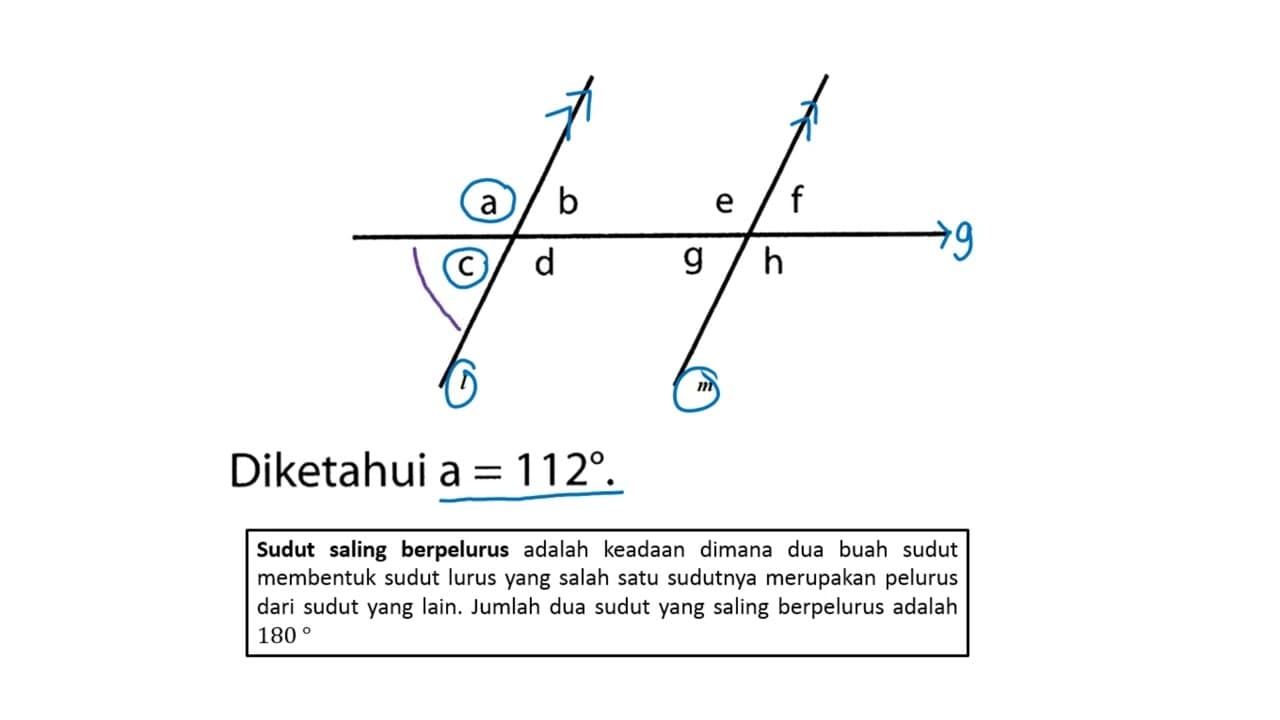 Sudut c=... a. 68 b. 112 c. 84 d. 96