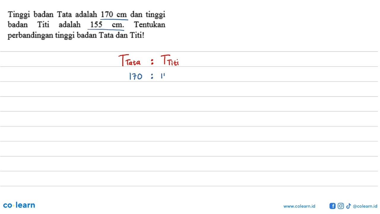 Tinggi badan Tata adalah 170 cm dan tinggi badan Titi