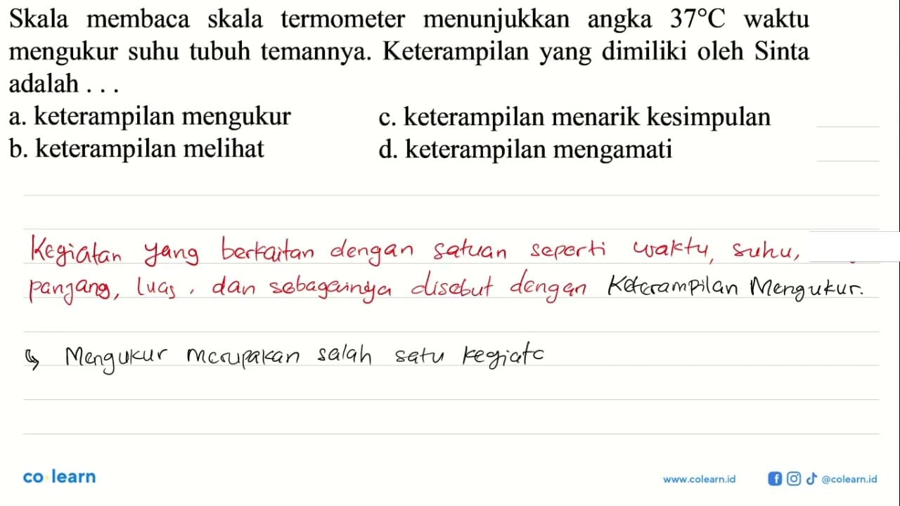 Skala membaca skala termometer menunjukkan angka 37 C waktu