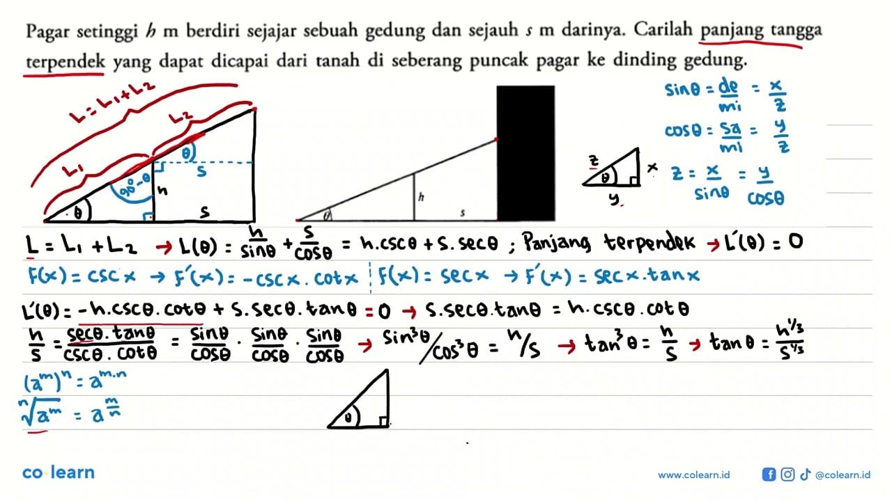 Pagar setinggi h m berdiri sejajar sebuah gedung dan sejauh