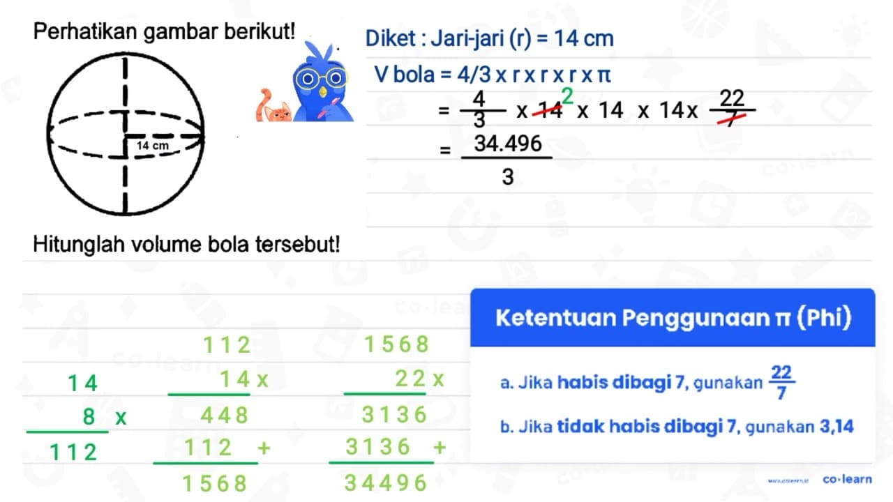 Perhatikan gambar berikut! Hitunglah volume bola tersebut!