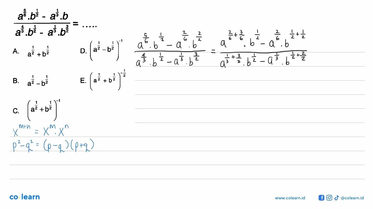 (a^(5/6) . b^(1/2) - a^(1/3) . b)/(a^(4/3) . b^(1/2) -