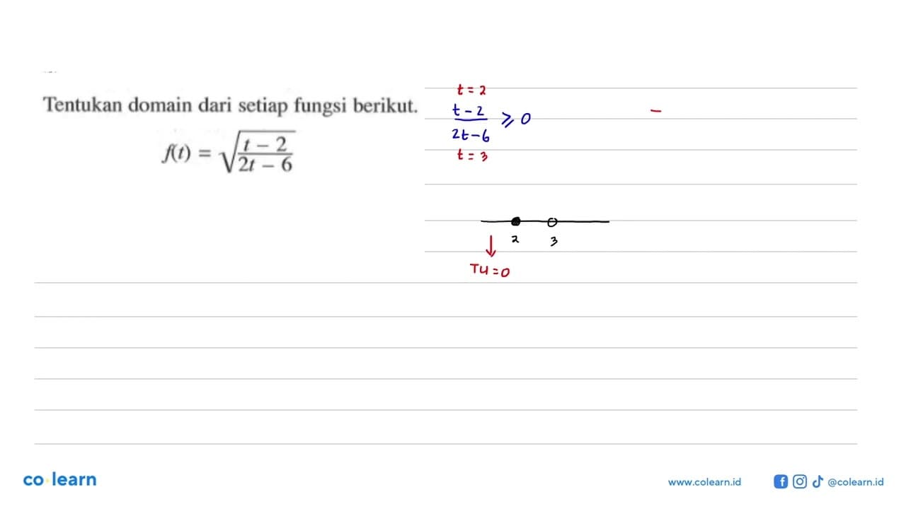 Tentukan domain dari setiap fungsi