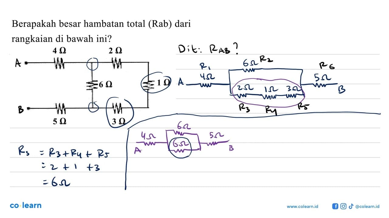 Berapakah besar hambatan total (Rab) dari rangkaian di