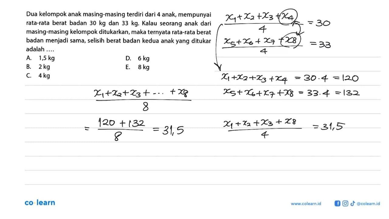 Dua kelompok anak masing-masing terdiri dari 4 anak,