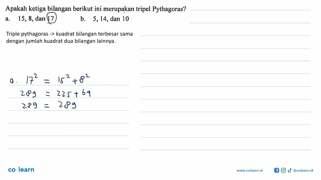 Apakah ketiga bilangan berikut ini merupakan tripel