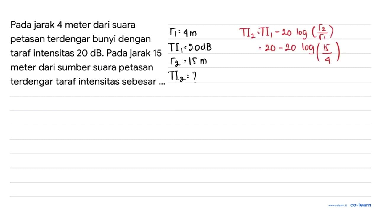 Pada jarak 4 meter dari suara petasan terdengar bunyi