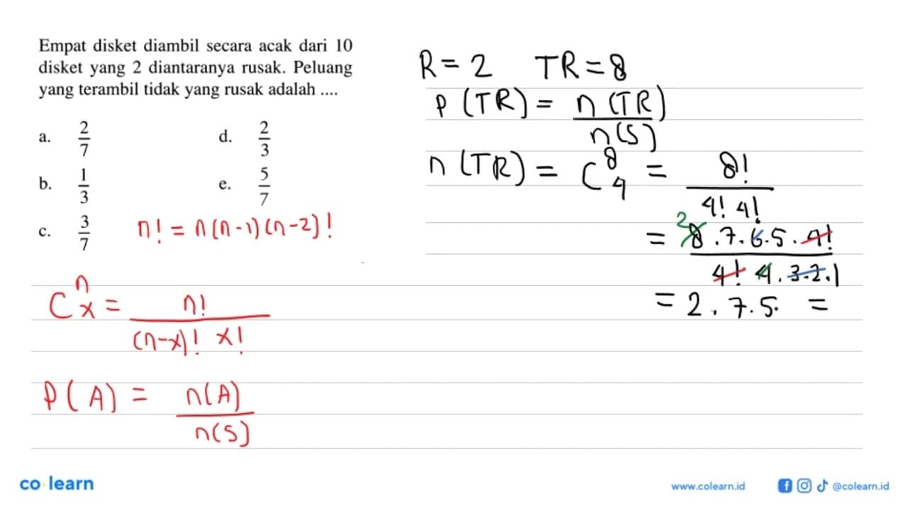 Empat disket diambil secara acak dari 10 disket yang 2