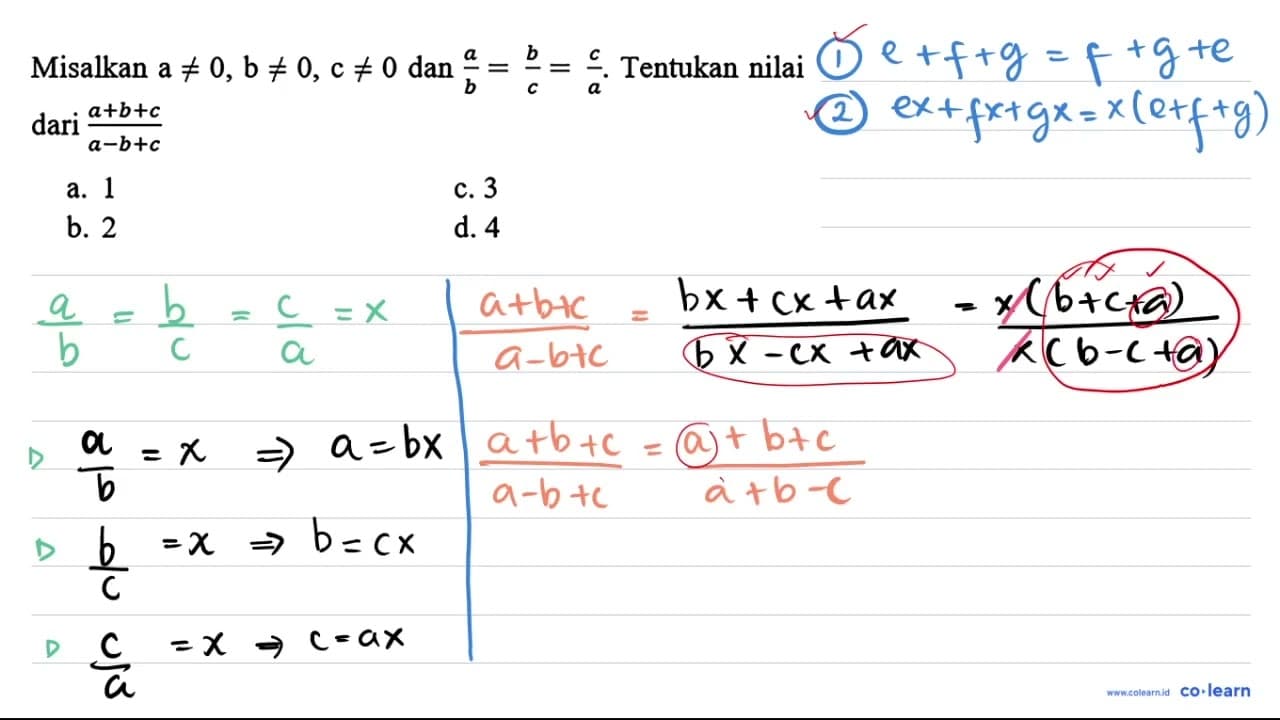 Misalkan a =/= 0, b =/= 0, c =/= 0 dan