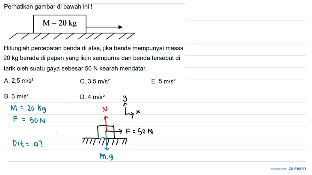 Perhatikan gambar di bawah ini! M = 20 kg Hitunglah