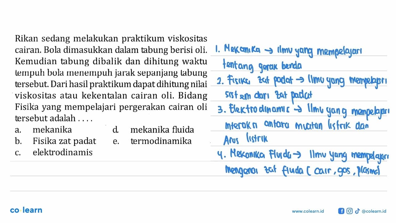 Rikan sedang melakukan praktikum viskositas cairan. Bola