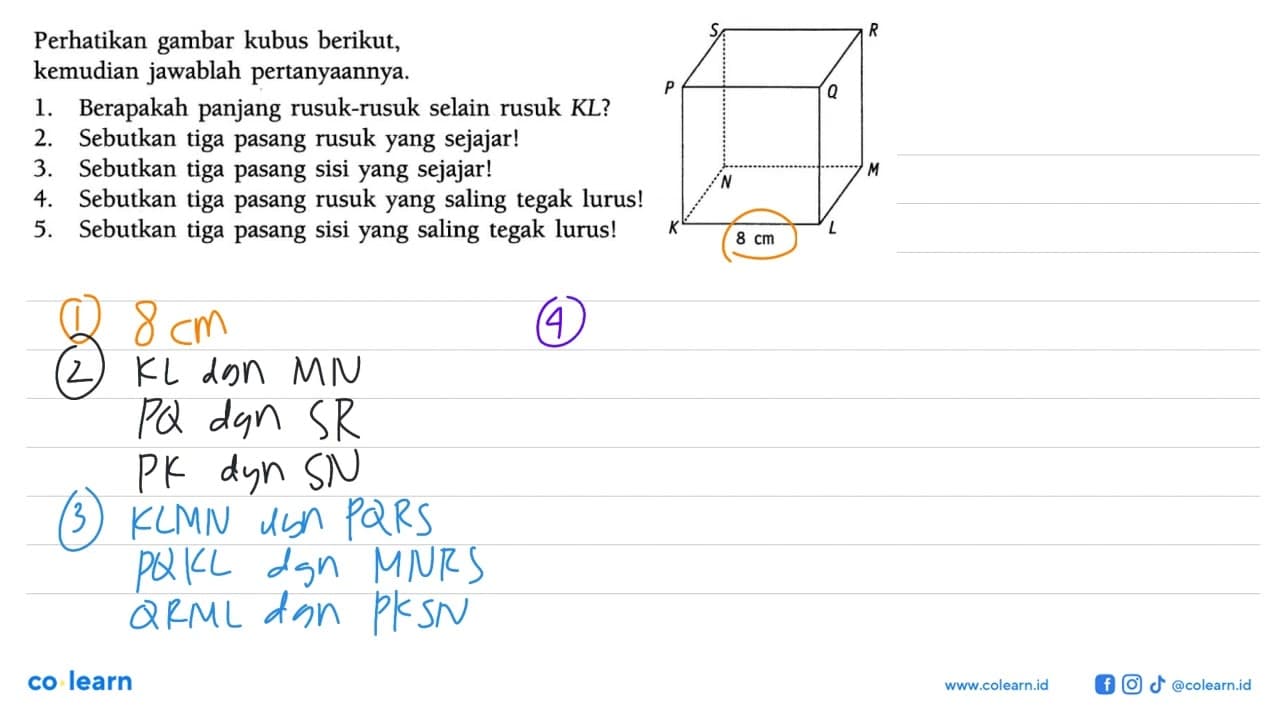 Perhatikan gambar kubus berikut, kemudian jawablah