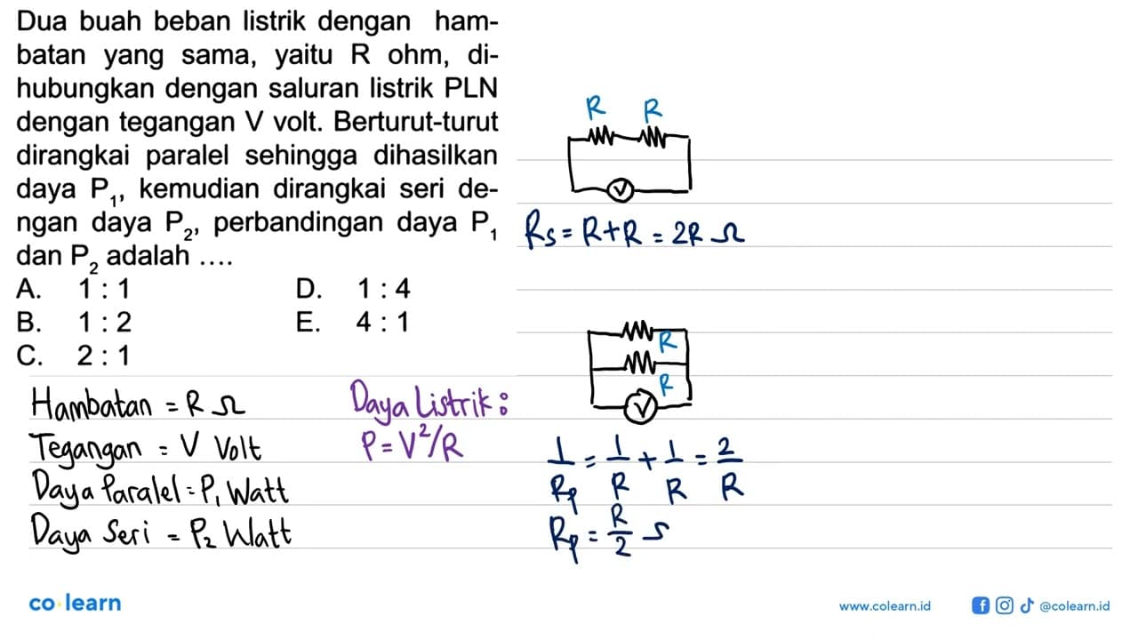 Dua buah beban listrik dengan ham- batan yang sama, yaitu R