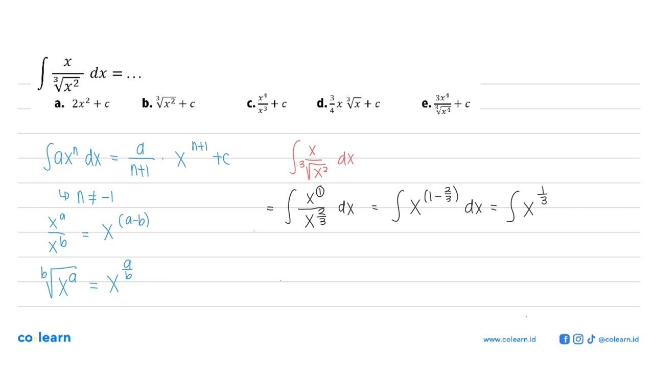 integral x/x^(2/3) dx= ....