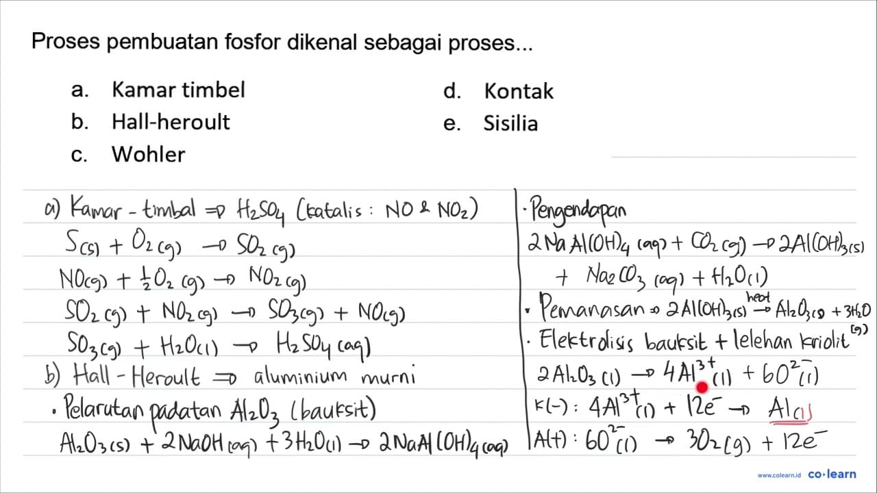 Proses pembuatan fosfor dikenal sebagai proses...